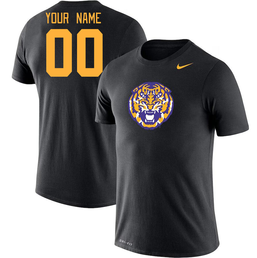 Custom LSU Tigers Name And Number College Tshirt-Black